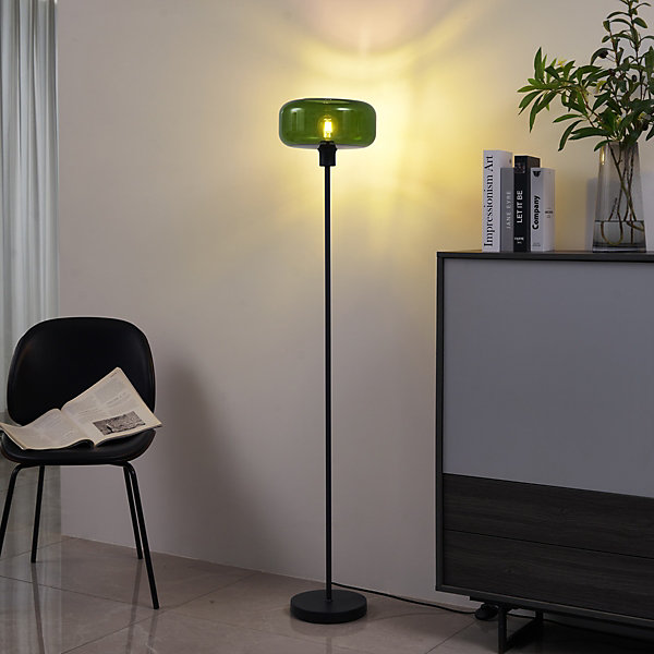 Lampadaire rétro noir avec verre vert - Bizle
