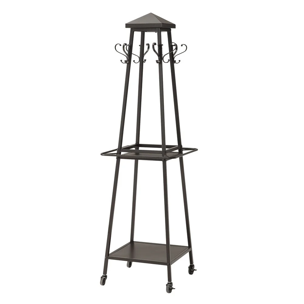 Madison Black Standalone Coat Rack and Storage Tower