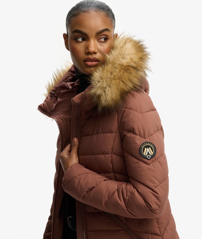 Fuji Faux Fur Hooded Mid Length Coat