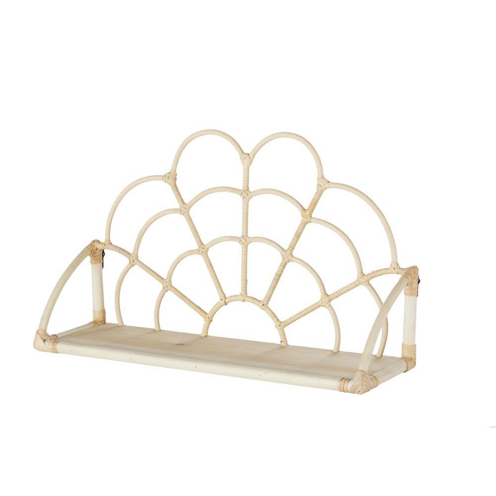 SOPHIE - Etagère murale en rotin et bois de sapin beige