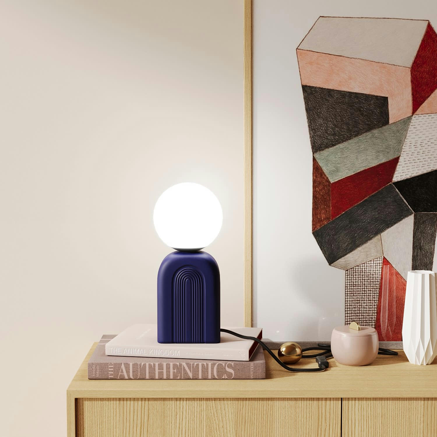 GOYA - Lampe de table en céramique vintage bleue