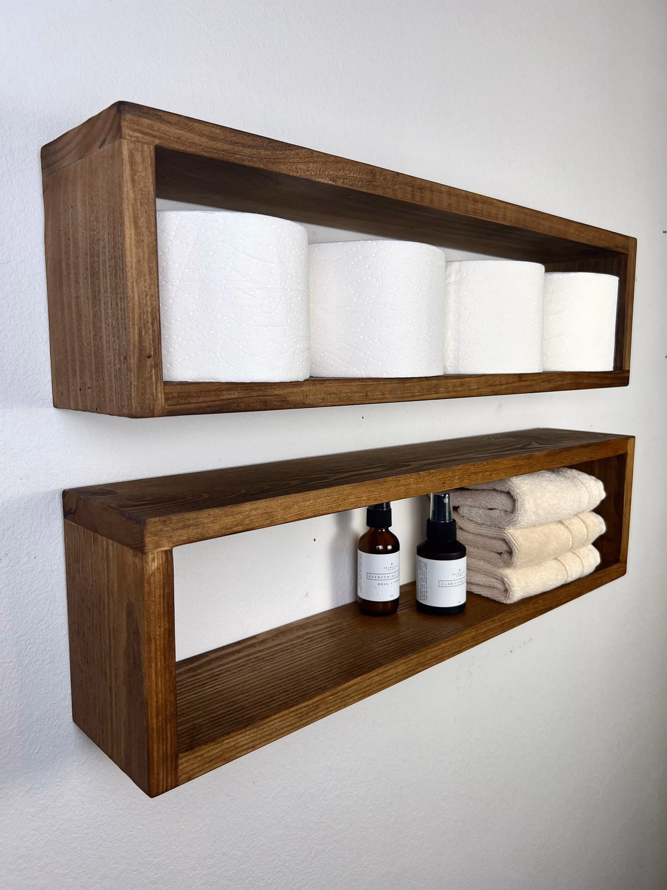 Handmade Floating Rectangle Shelf, Minimalist Bathroom Storage, Kitchen Wood Shelf, Mid Century Modern Toilet Paper Holder, Wall Décor