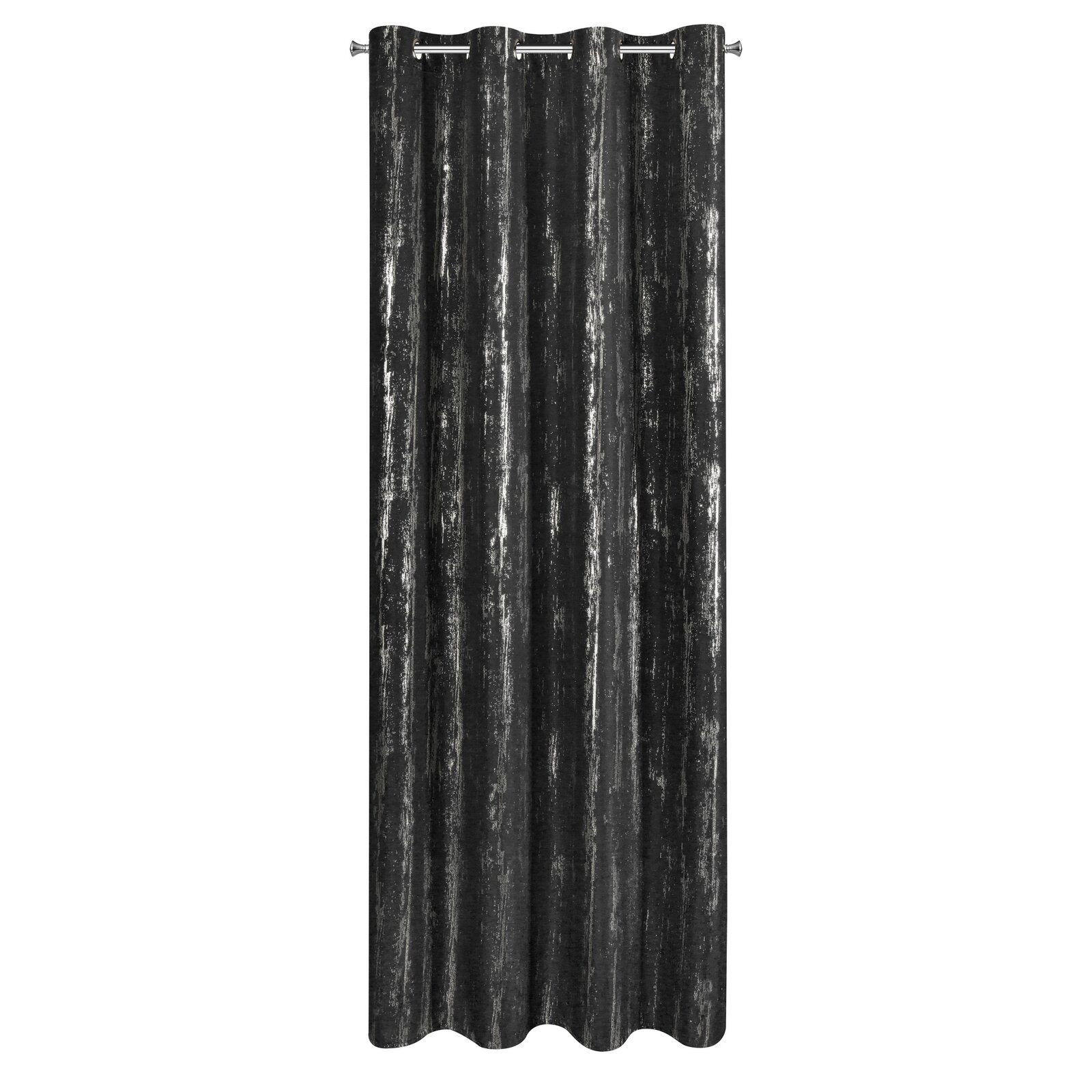 Zasłona LIBI 140x250 cm czarna ze srebrnym efektem na przelotkach