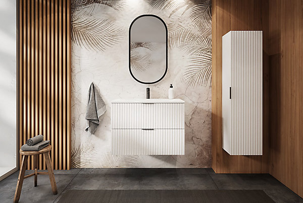 Meuble de salle de bain suspendu sous lavabo ADEL BLANC 80 cm