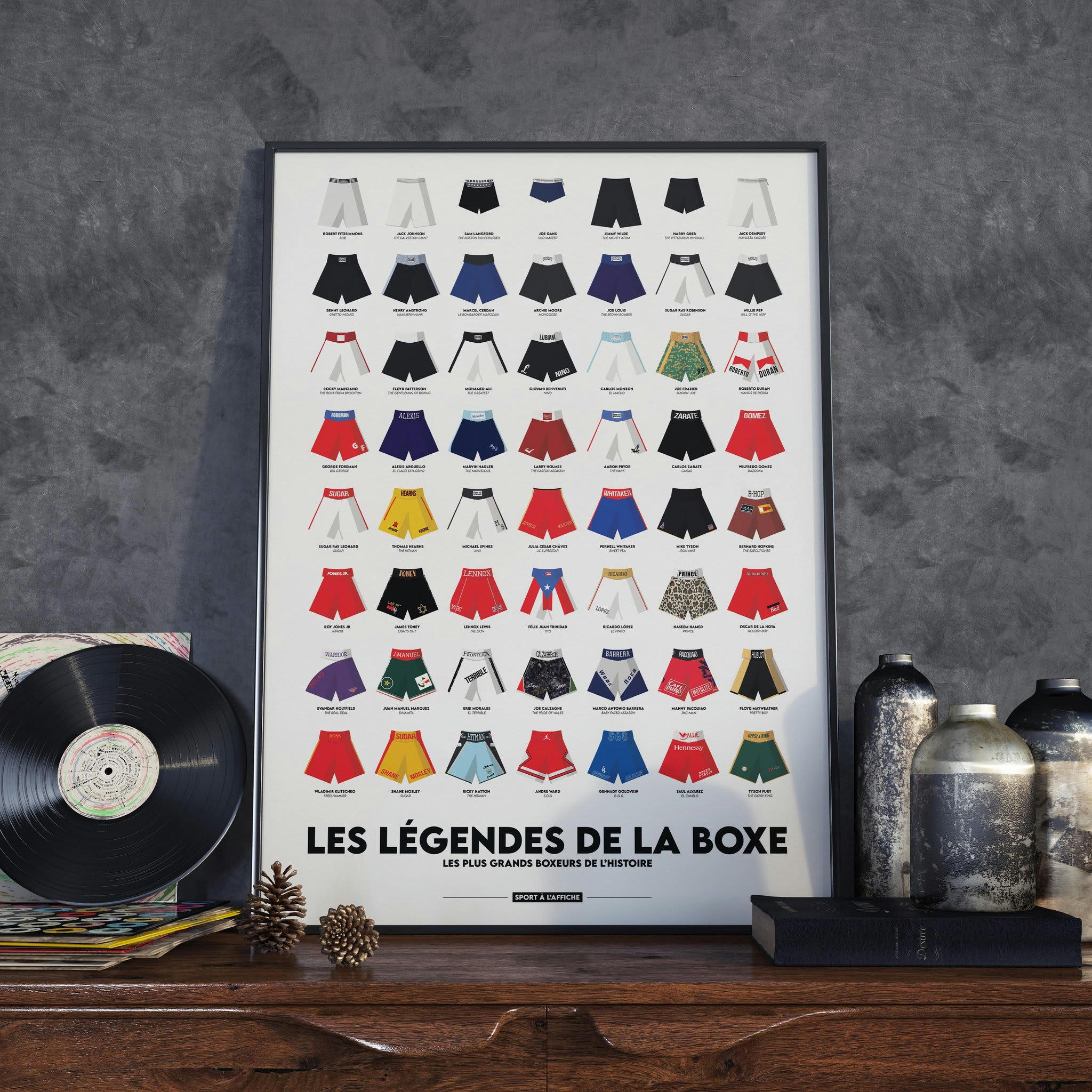 SPORTS DE COMBAT - Affiche Boxe - Les Légendes de la Boxe - 40 x 60 cm