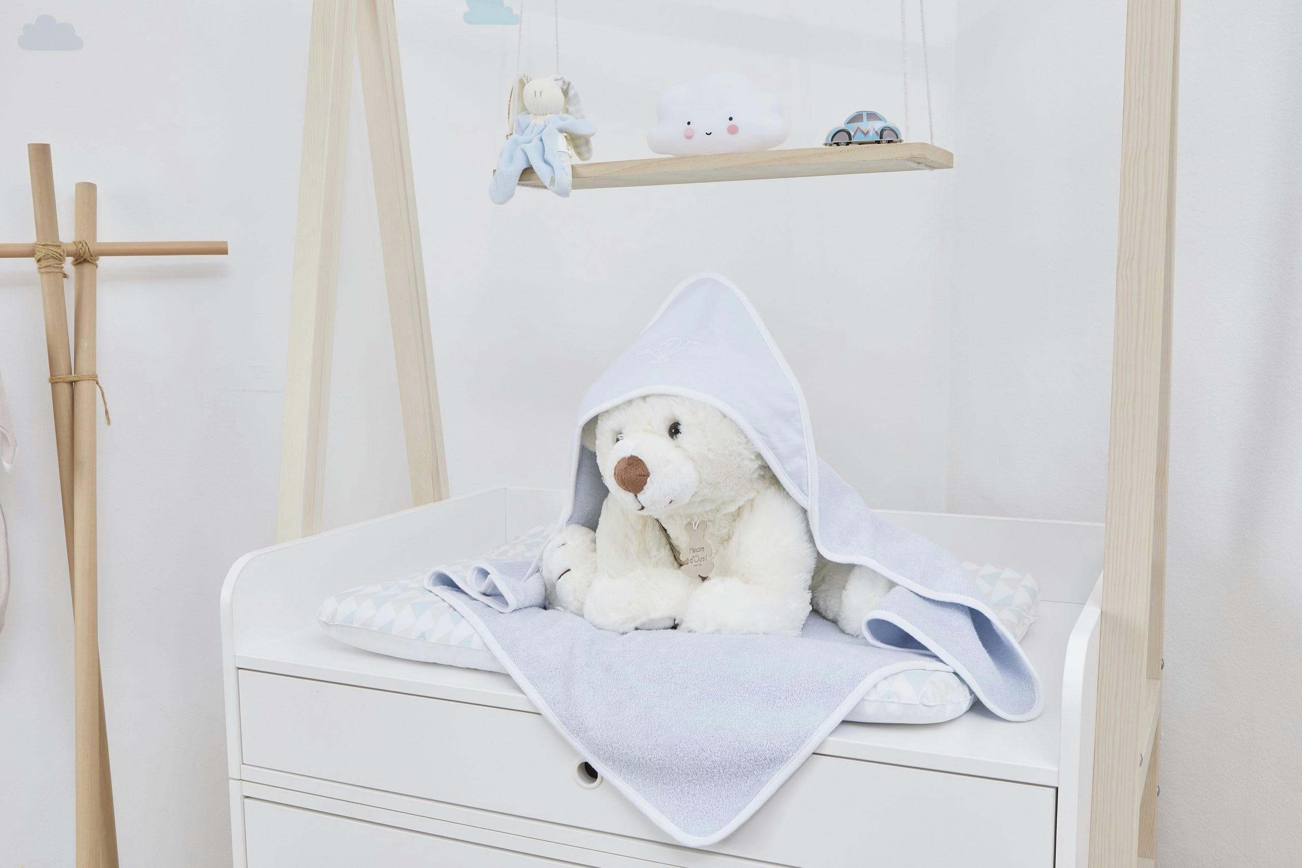 - Cape de Bain Bébé 100% Coton Bio Couleur Azur