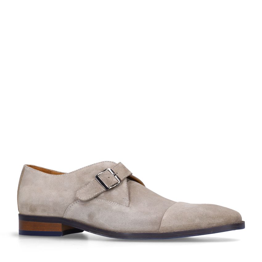 Manfield Beige suède gespschoenen