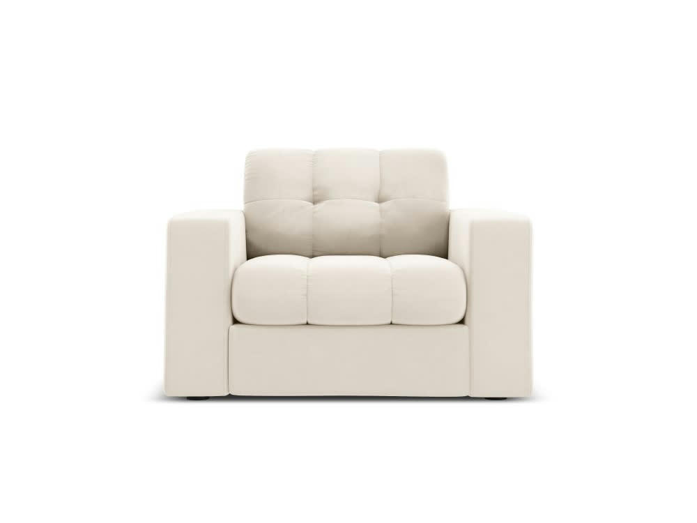 JUSTIN - Fauteuil en velours beige clair