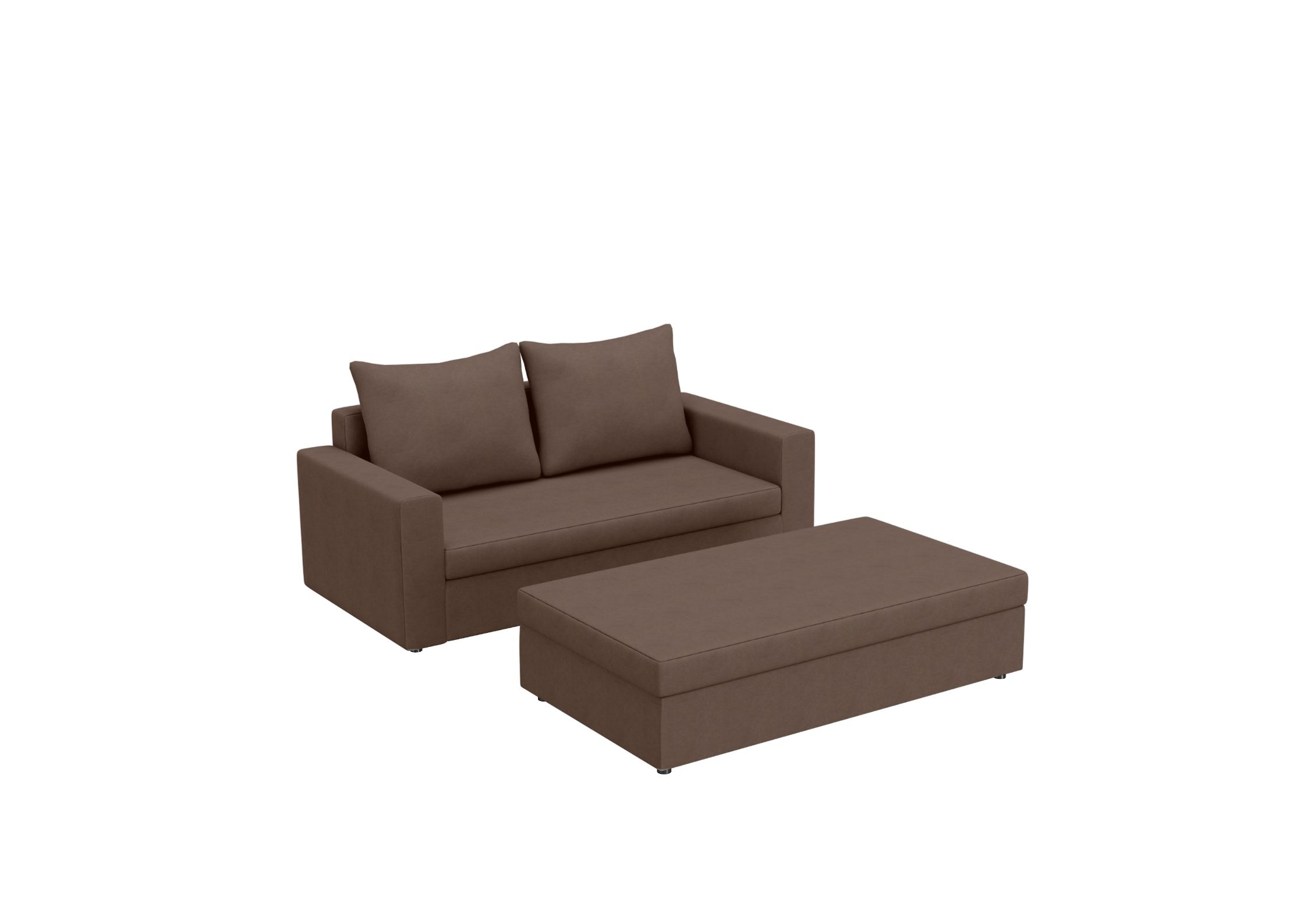 Sofa Rozkładana Dwuosobowa Pojemnik ARLO 2 ST Pufą Brązowa z Funkcją Spania