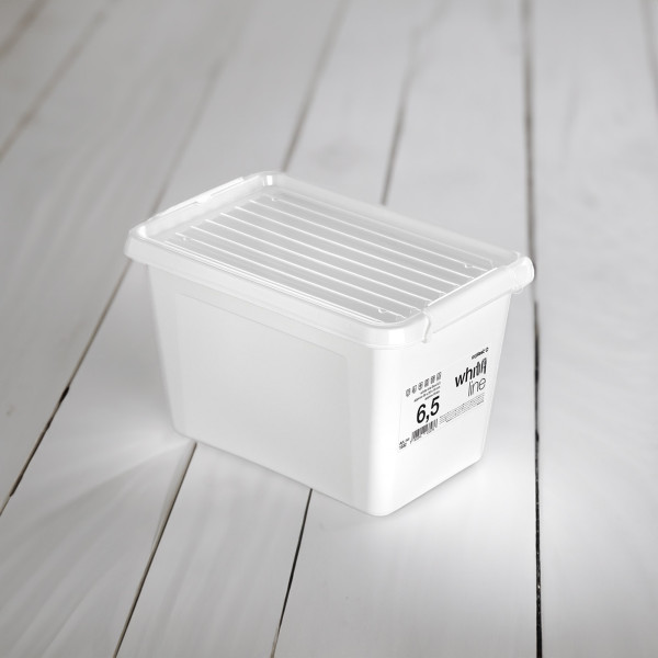 Pojemnik Pudło Plastikowe Z Pokrywą Biały 6,5 L