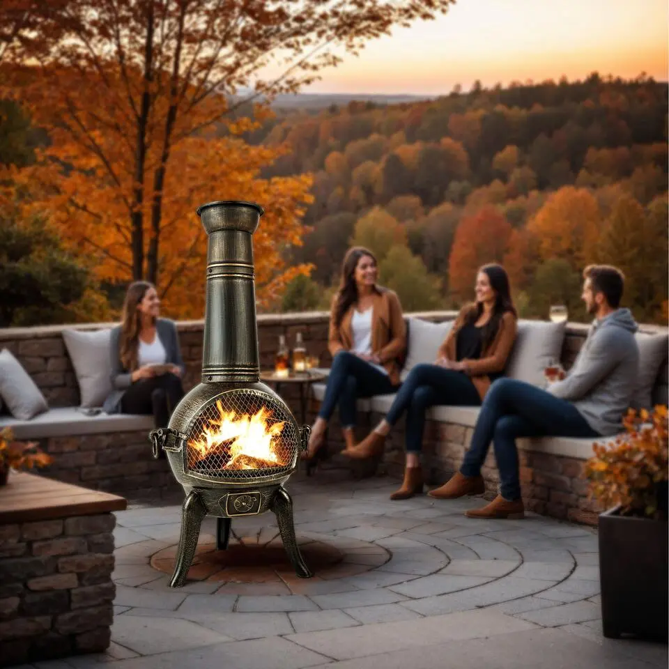 tectake Terrasoven van gietijzer, Grijs