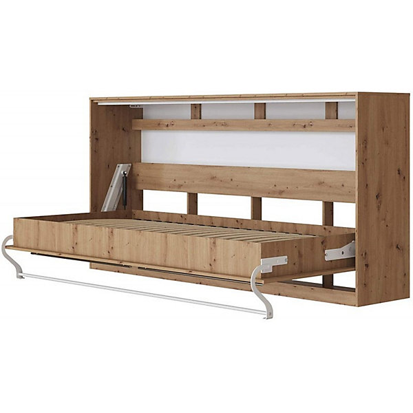 Armoire Lit escamotable 90x200cm Supérieur Horizontal Lit Mural Chêne Sauvage-Chêne Sauvage