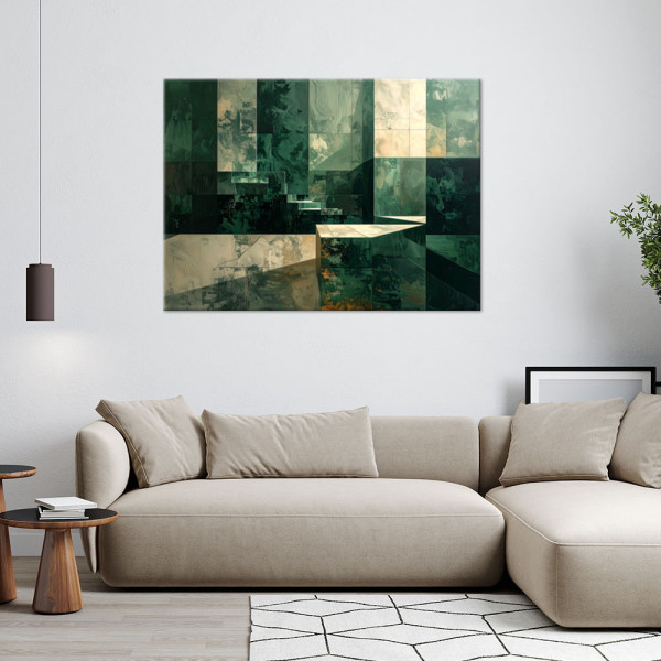 Obraz do salonu sypialni biura, Abstrakcja Architektura zielony 30x20