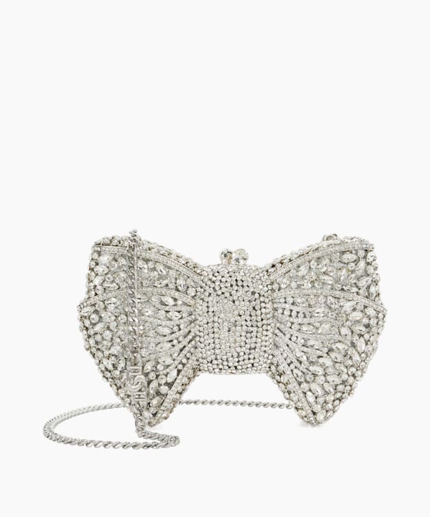 Enchant Silver - Embellished Bow Clutch Bag