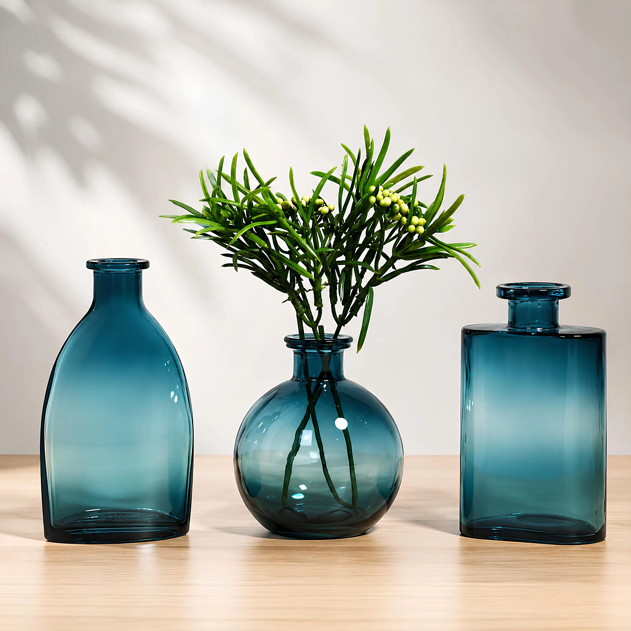 Hand Blown Glass Bud Vase Set, Small Hydroponic Plant Propagation Flower Vase, Minimalist Accent