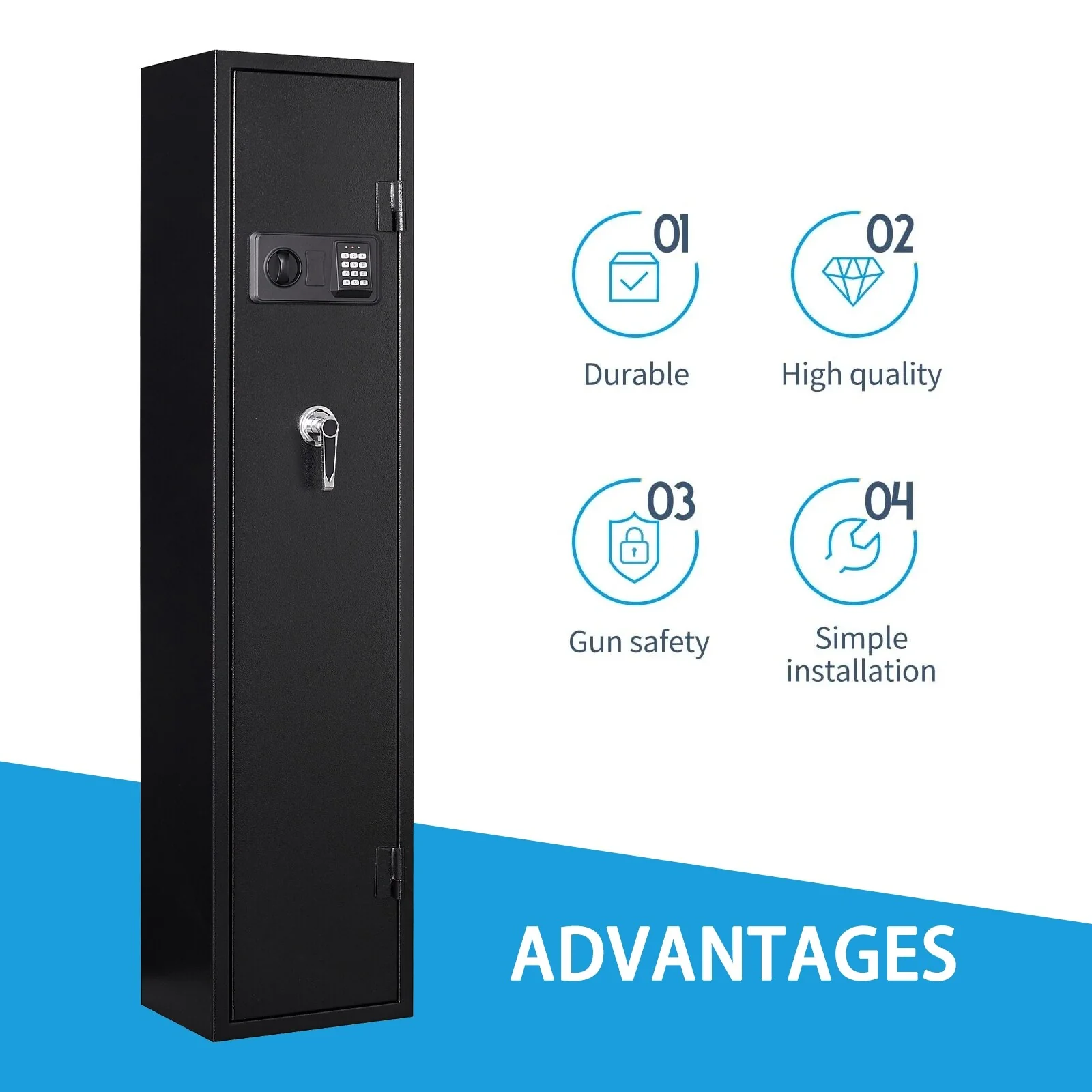 Large Metal Digital Rifle Safe, Long Gun Safe with Electronic Lock