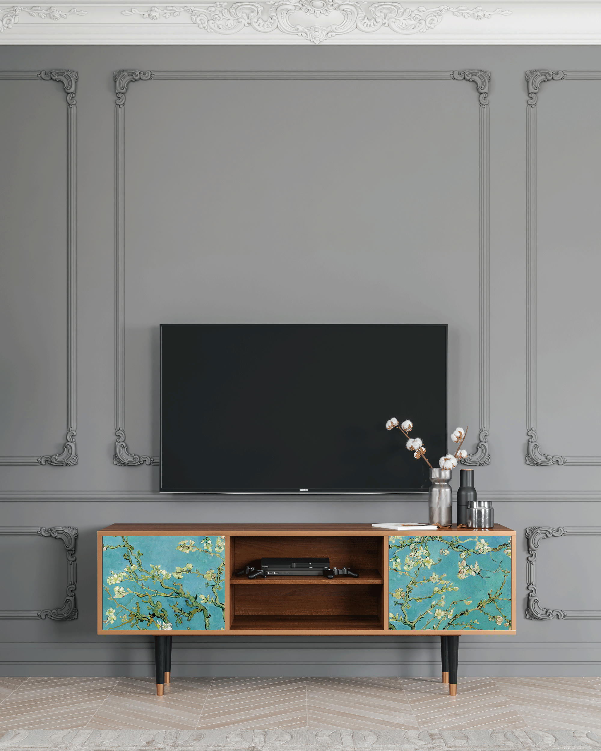 ALMOND BLOSSOM BY VAN GOGH - Meuble TV  bleu 2 portes L 170 cm