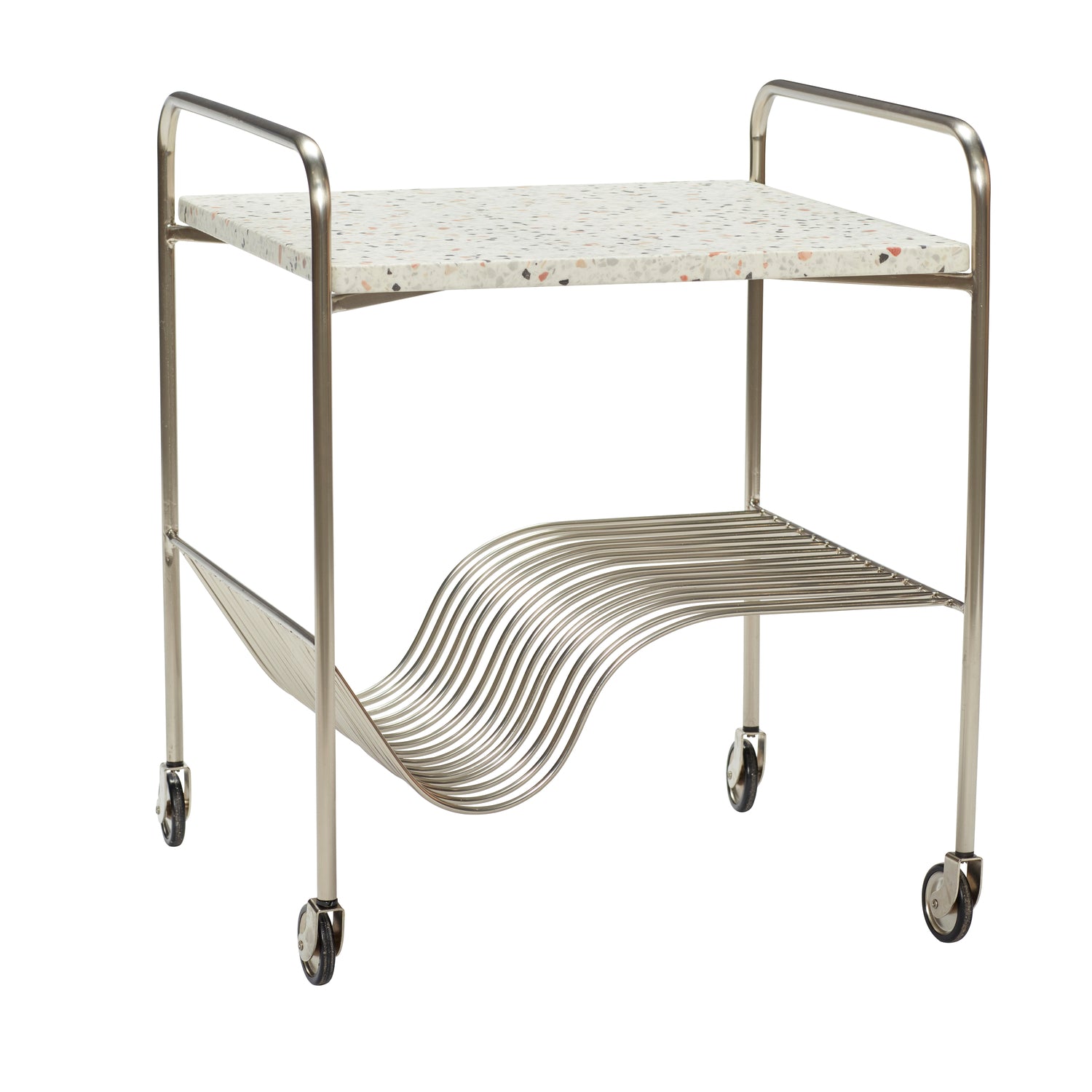 Hübsch trolley Wave - ijzer/terrazzo - 50x49xh62cm