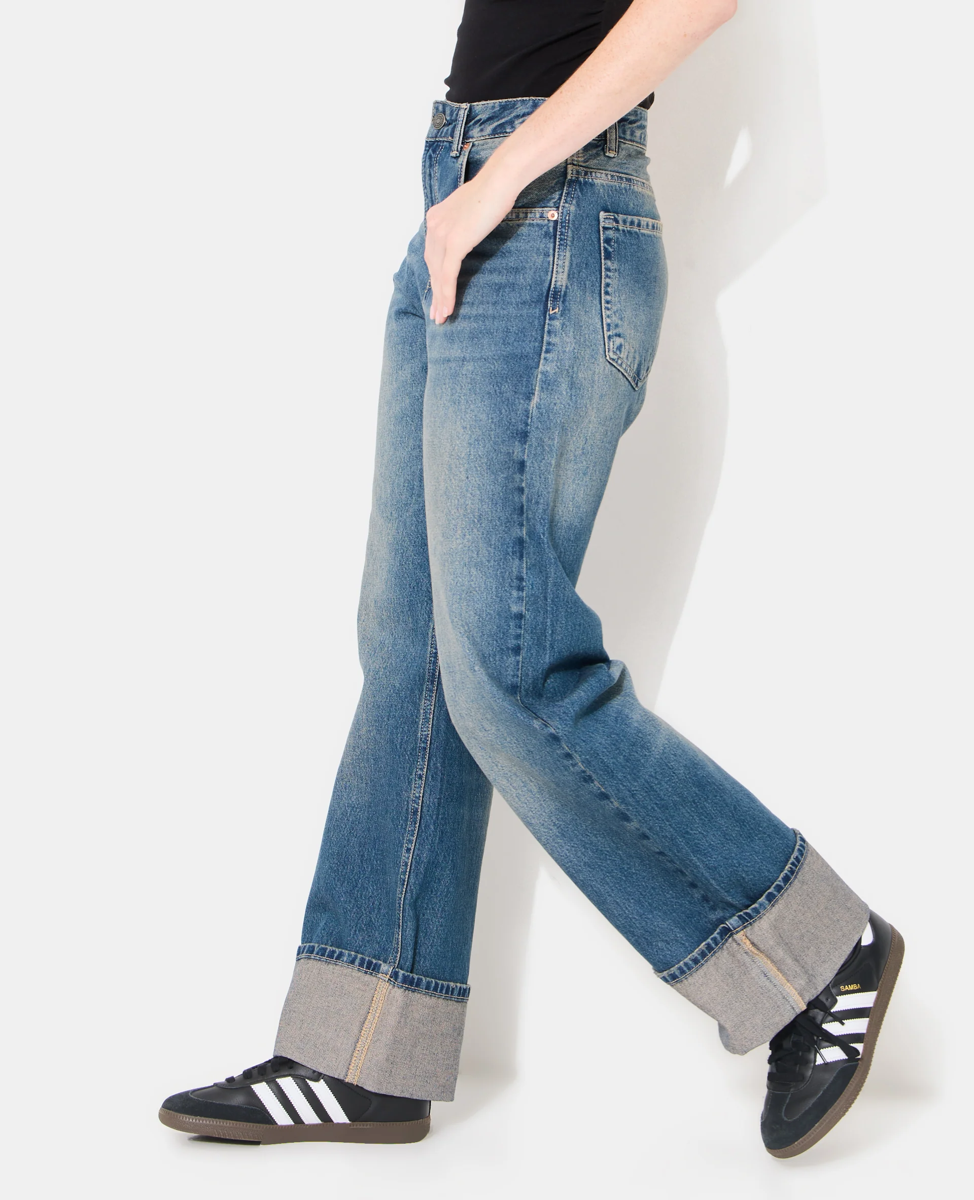 Jean straight avec revers