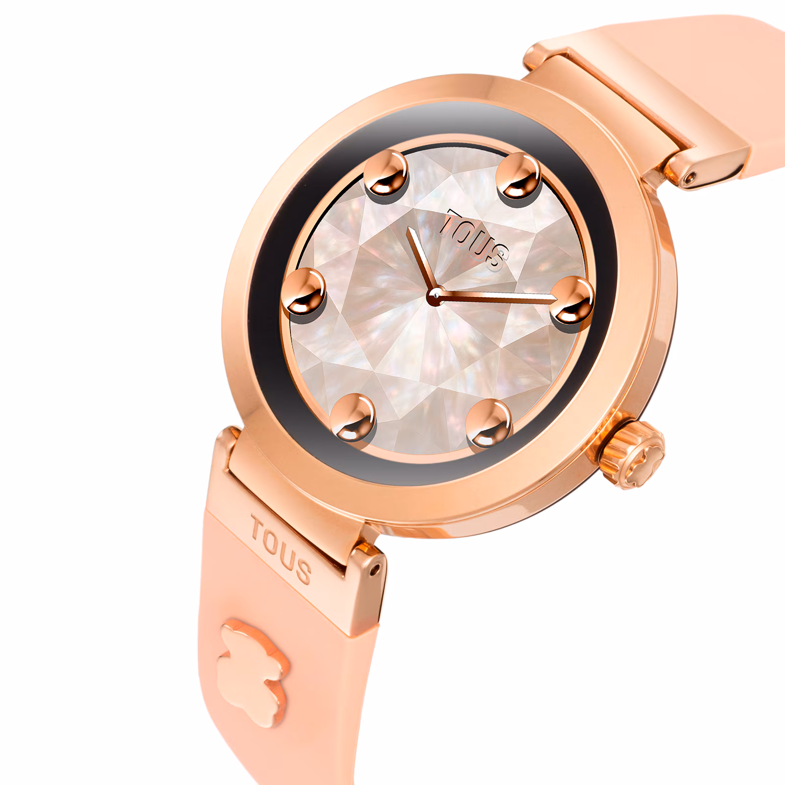 Reloj smartwatch con correa nude y motivos de acero rosado S-CONNECT CHARMS