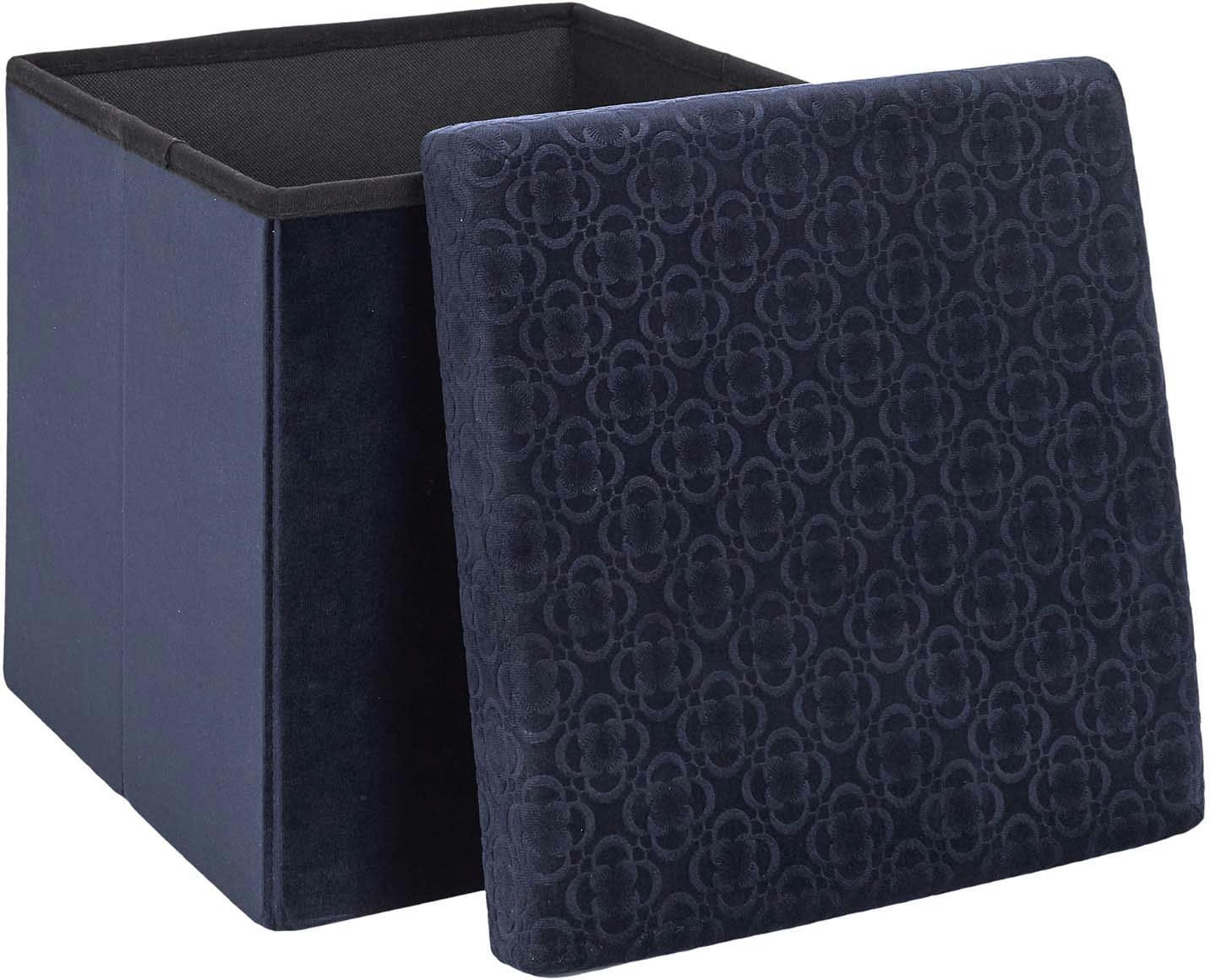 - Pouf coffre pliable Rétro bleu nuit