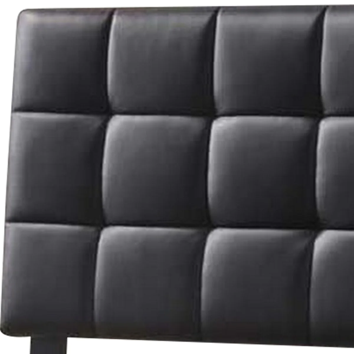 Square Tufted Leatherette Full Size Headboard, Black