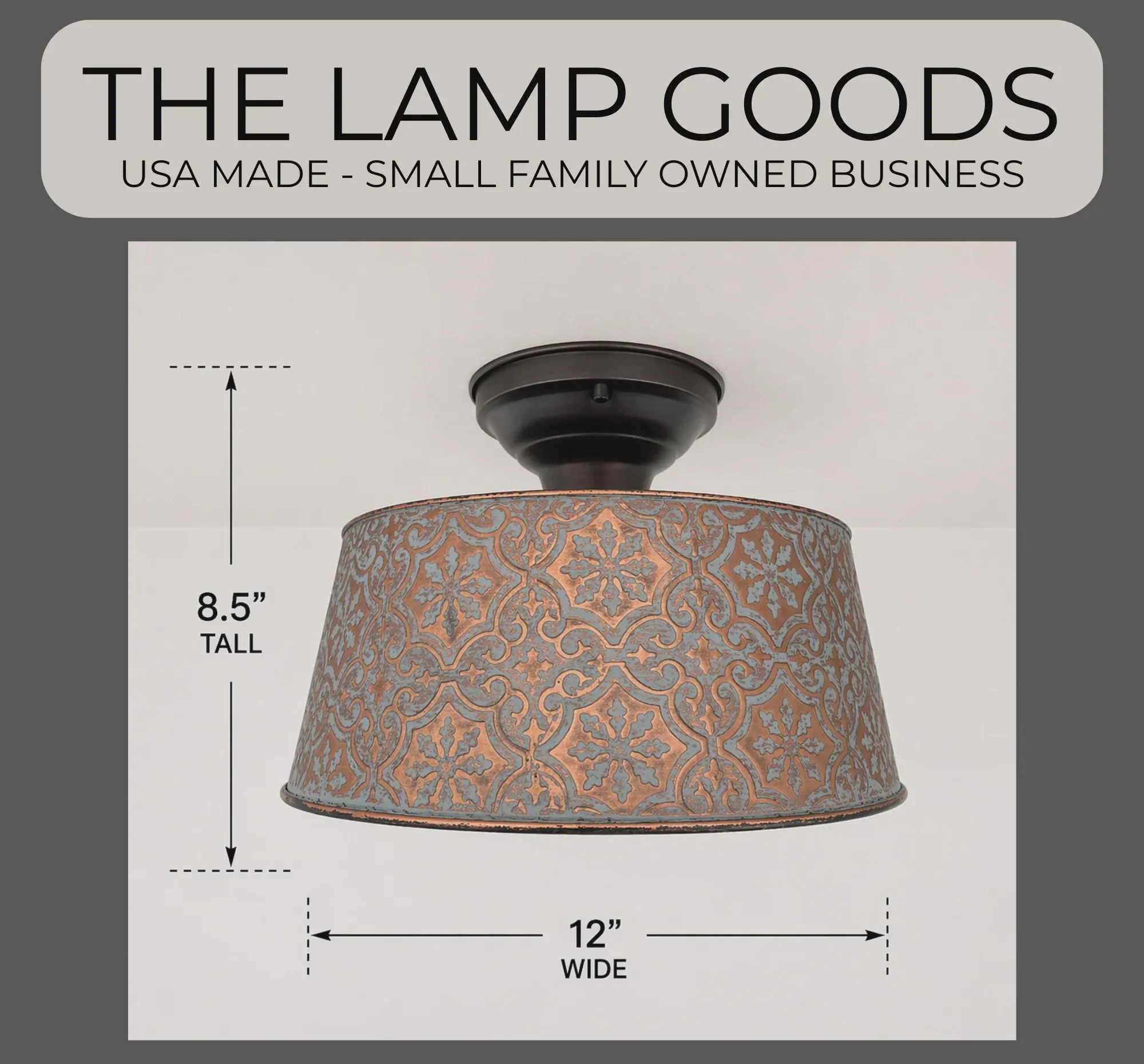 Ornate Copper Farmhouse Ceiling Light | 12