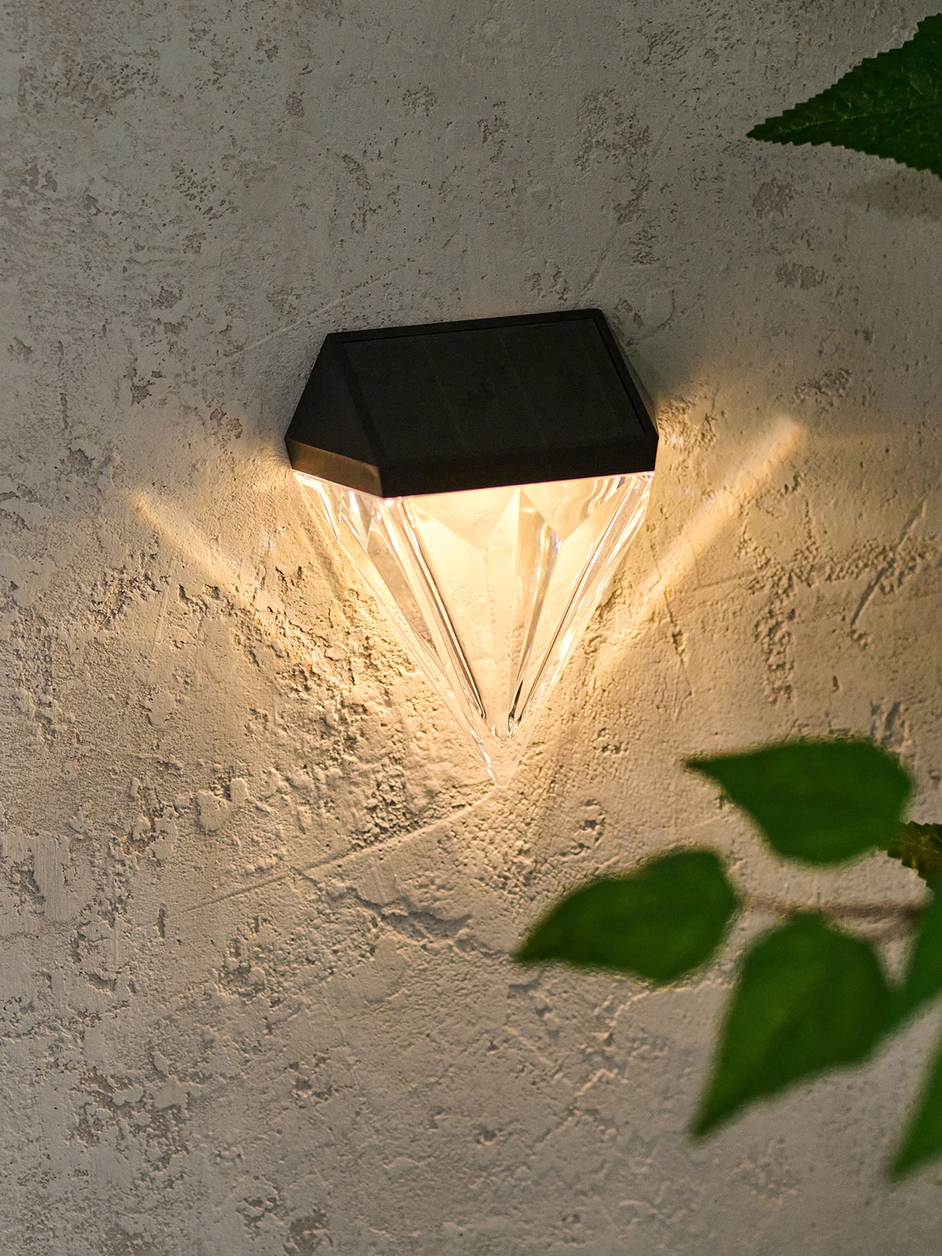 Dekoracyjna ścienna lampka solarna LED z kryształowym kloszem