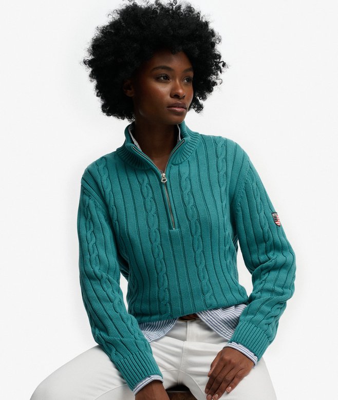 Slouchy Cable Half Zip Jumper