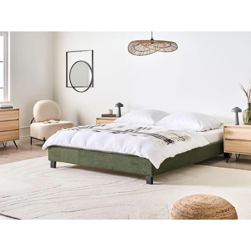 ROANNE - Tweepersoonsbed - Cr&egrave;me - 160 x 200 cm - Boucl&eacute;