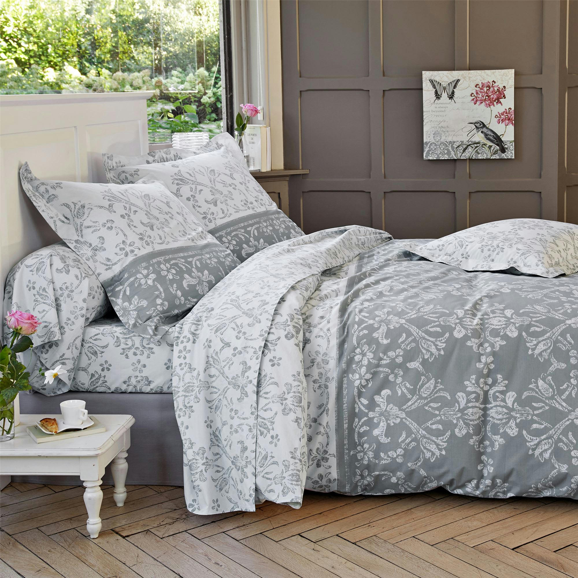 PASTOURELLE - Housse de couette 240x220 gris en coton