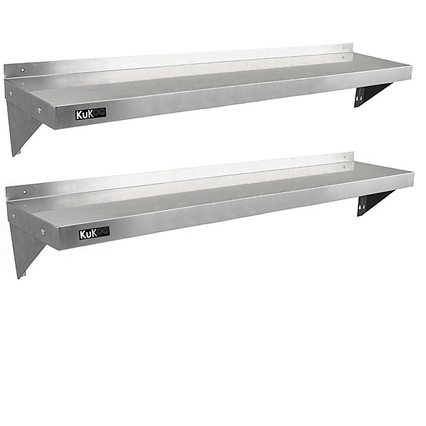 2 Etagères Murales en Inox KuKoo de 150cm x 30cm