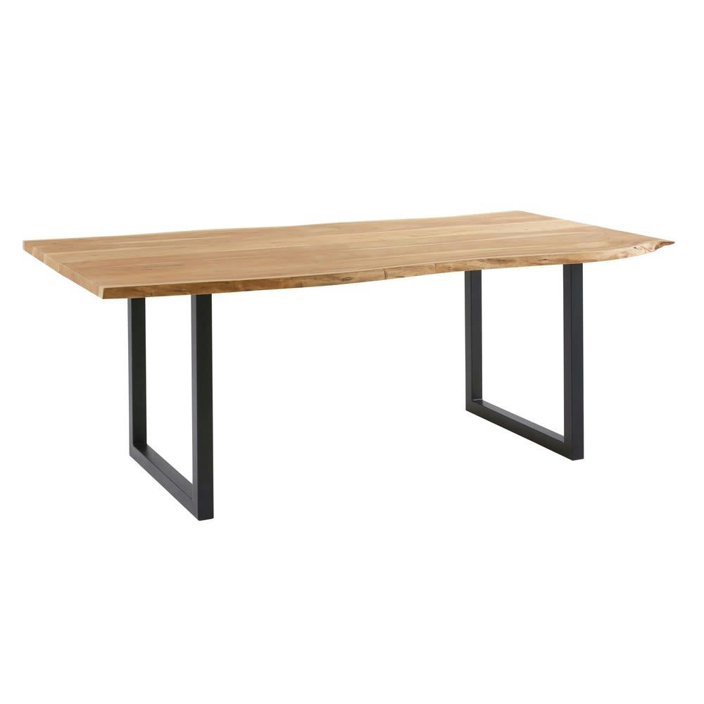 Palissandre - Table à manger industrielle en bois d'acacia et métal noir 8/10 personnes L200