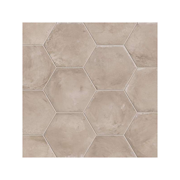 Carrelage sol / mur hexagonal effet ciment vieilli gris claire 25x21,6 cm TERRA GRIGIO