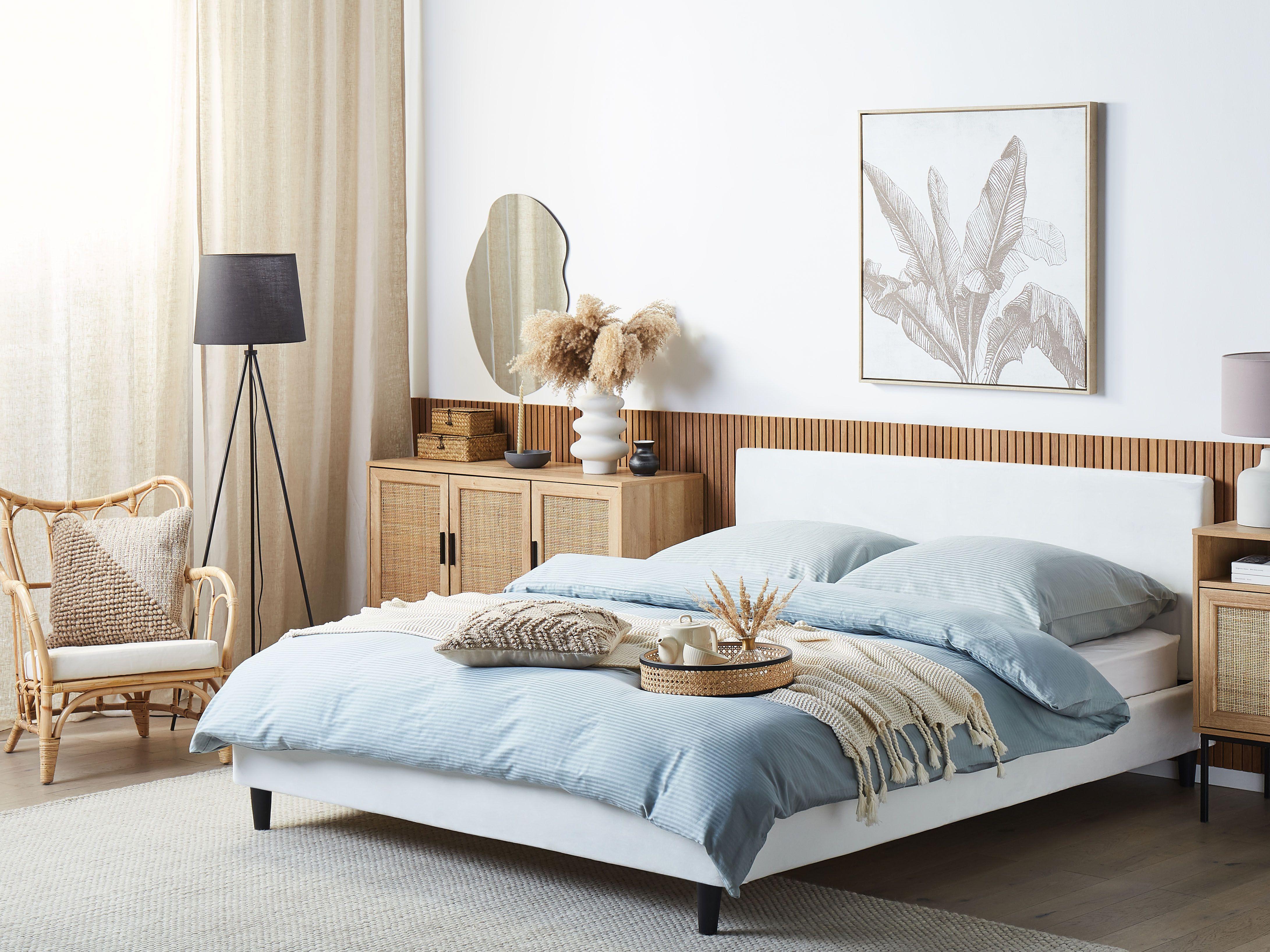 Bed Frame Cover Velvet FITOU 160 x 200 cm White