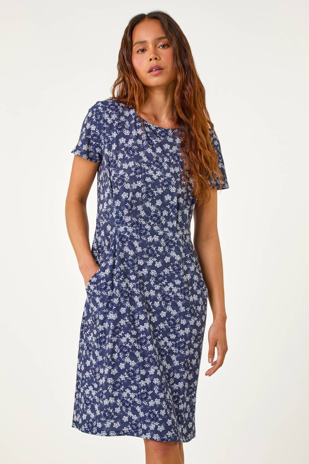 Roman Petite Ditsy Floral Pocket Stretch Dress