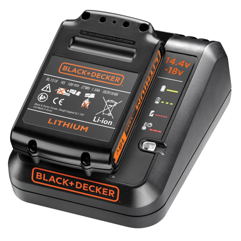 Batterie Li-Ion 18 V 1,5 Ah avec chargeur BLACK DECKER