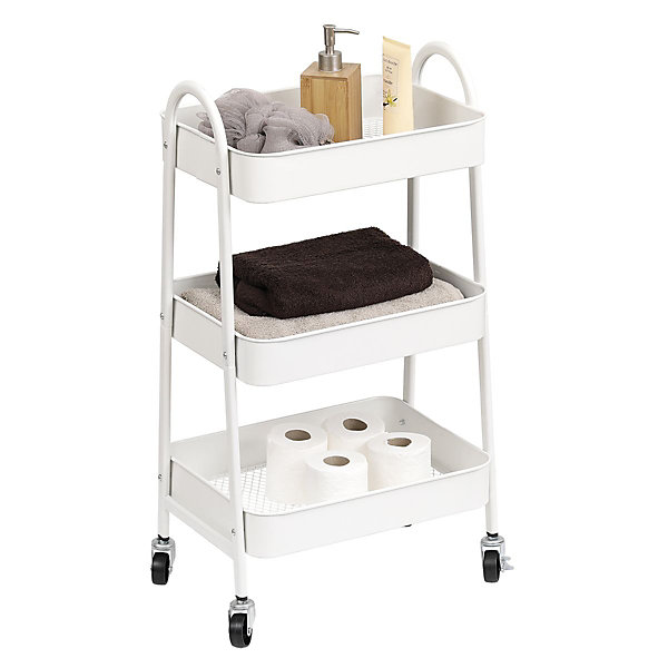 Desserte roulante 3 niveaux en Métal Blanc H 79 cm
