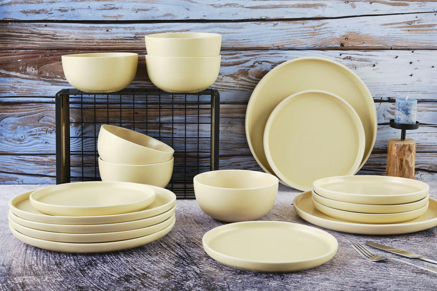 ORIGIN - Set vaisselle 18 pièces en grès beige