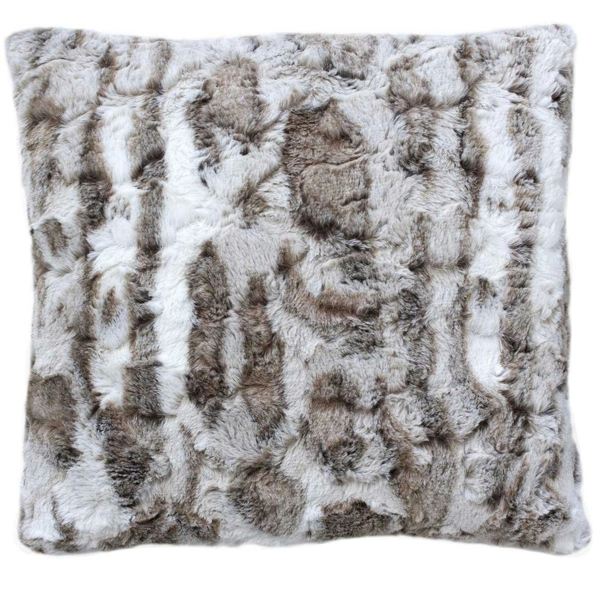 - Coussin non déhoussable en fausse fourrure taupe 40x40 cm