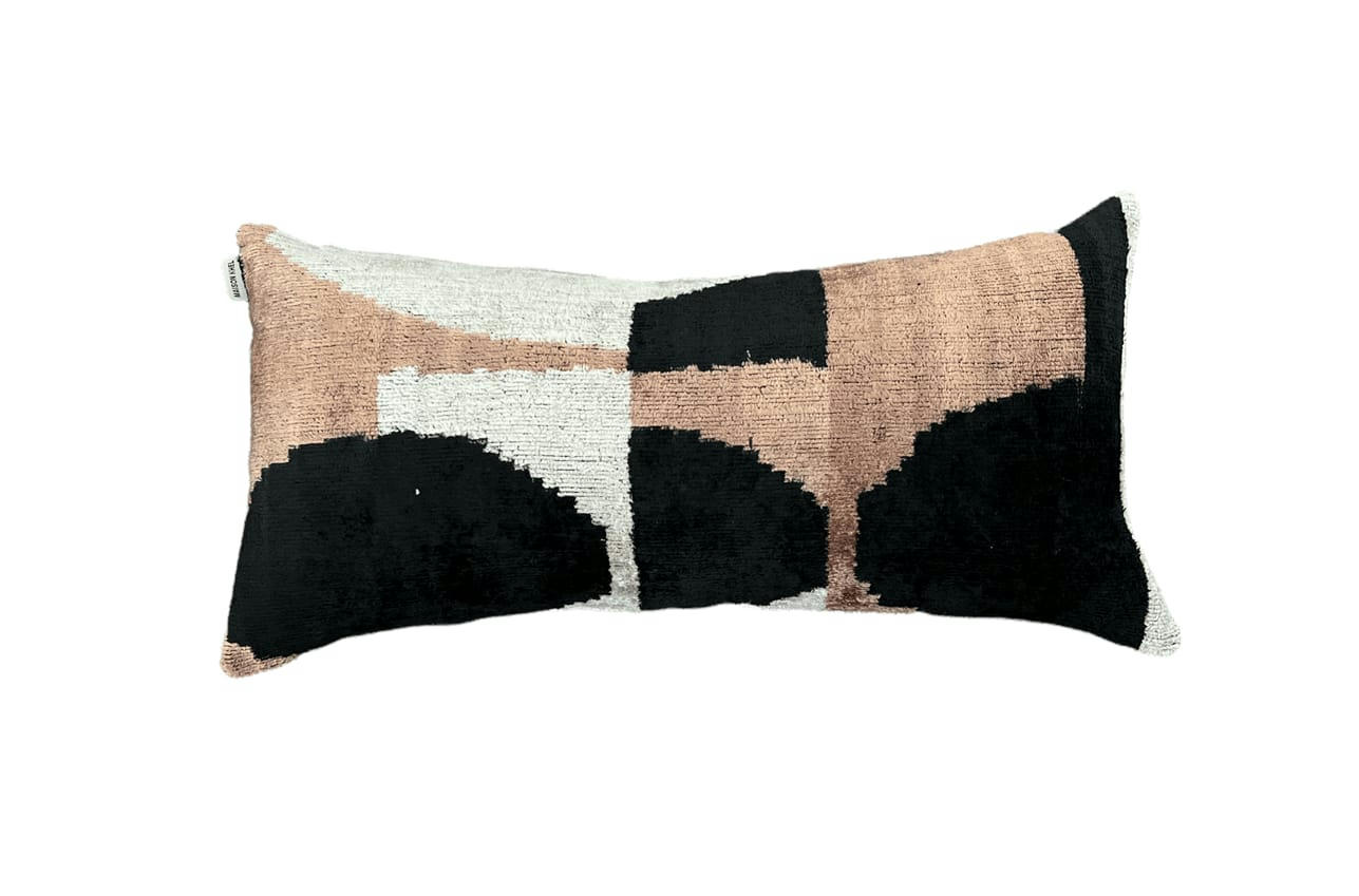 - Housse de coussin velours soie ikat   30x60 marron