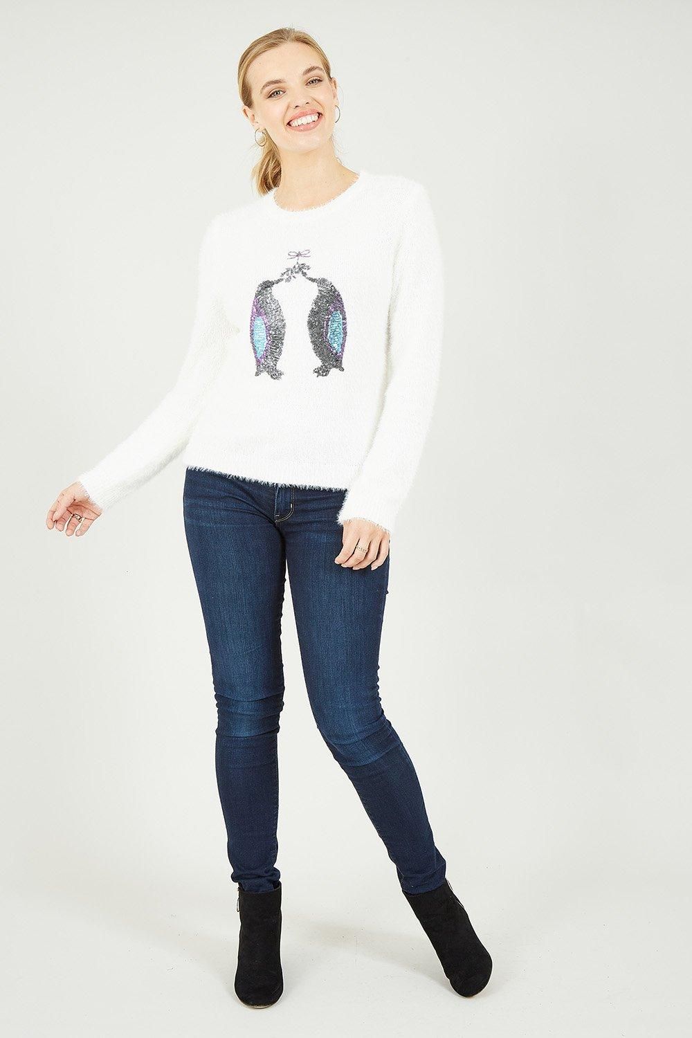 Mela Ivory Penguin Fluffy Jumper