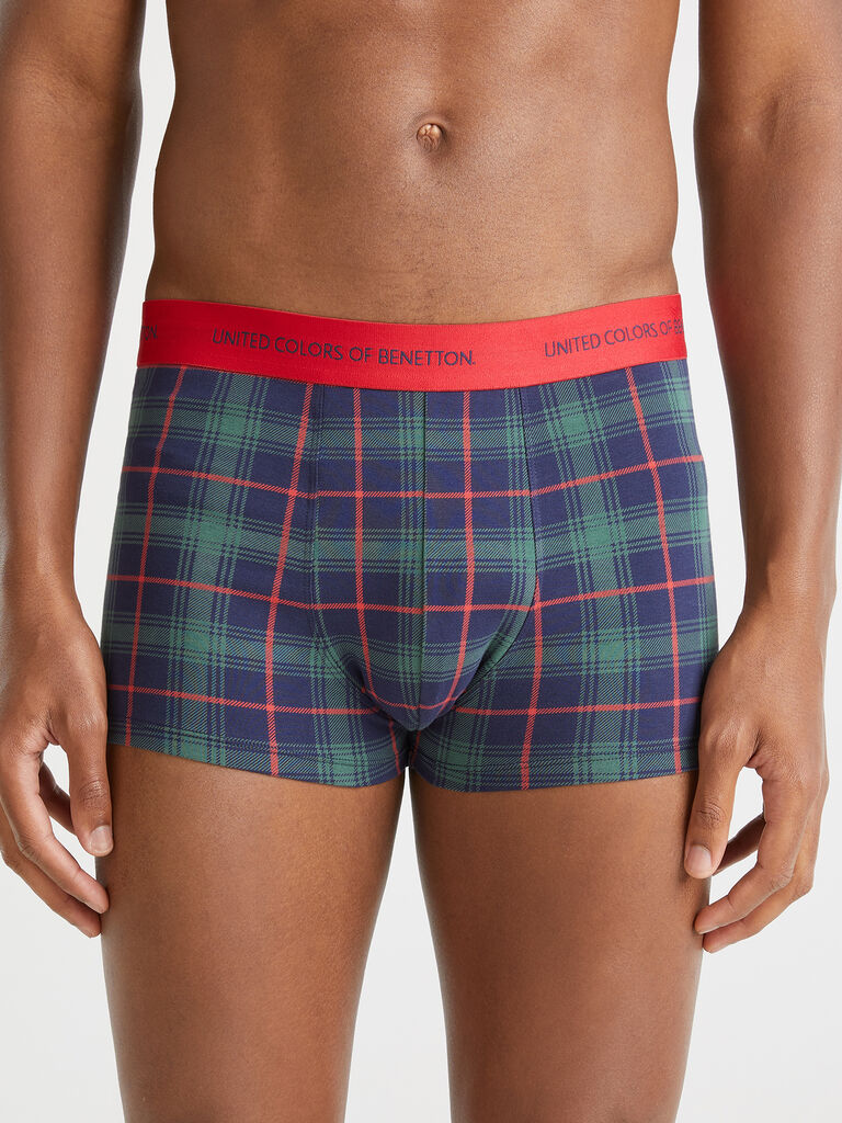 Green and blue tartan boxers