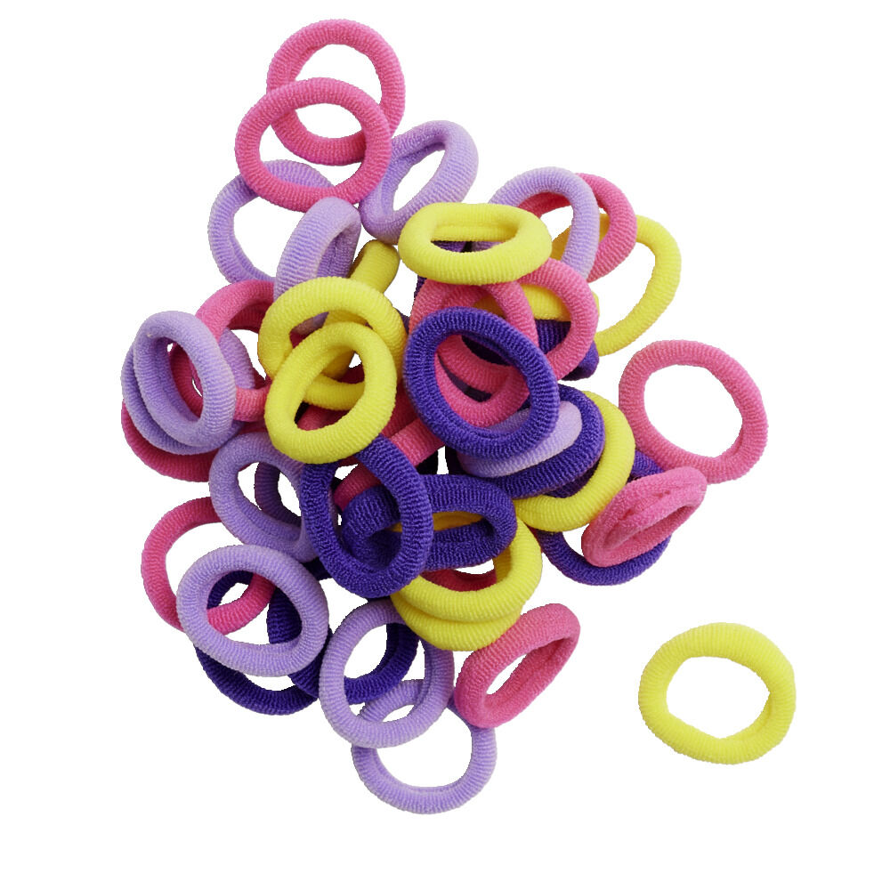Lot 50 élastiques à cheveux multicolore dans boÎte design licorne rose