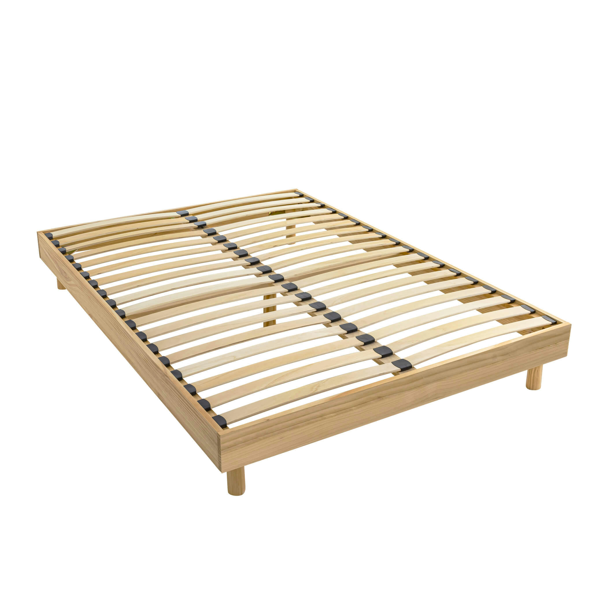 - Sommier kit en bois massif 13 cm naturel 160x200