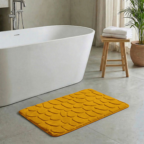 MSV Tapis de bainMicrofibre PEBBLE 40x60cm Safran