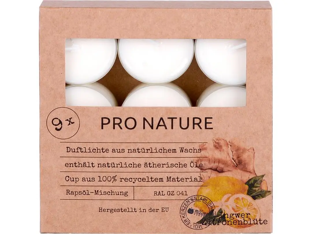 Teelicht 9er-Set Ingwer & Zitronenblüte