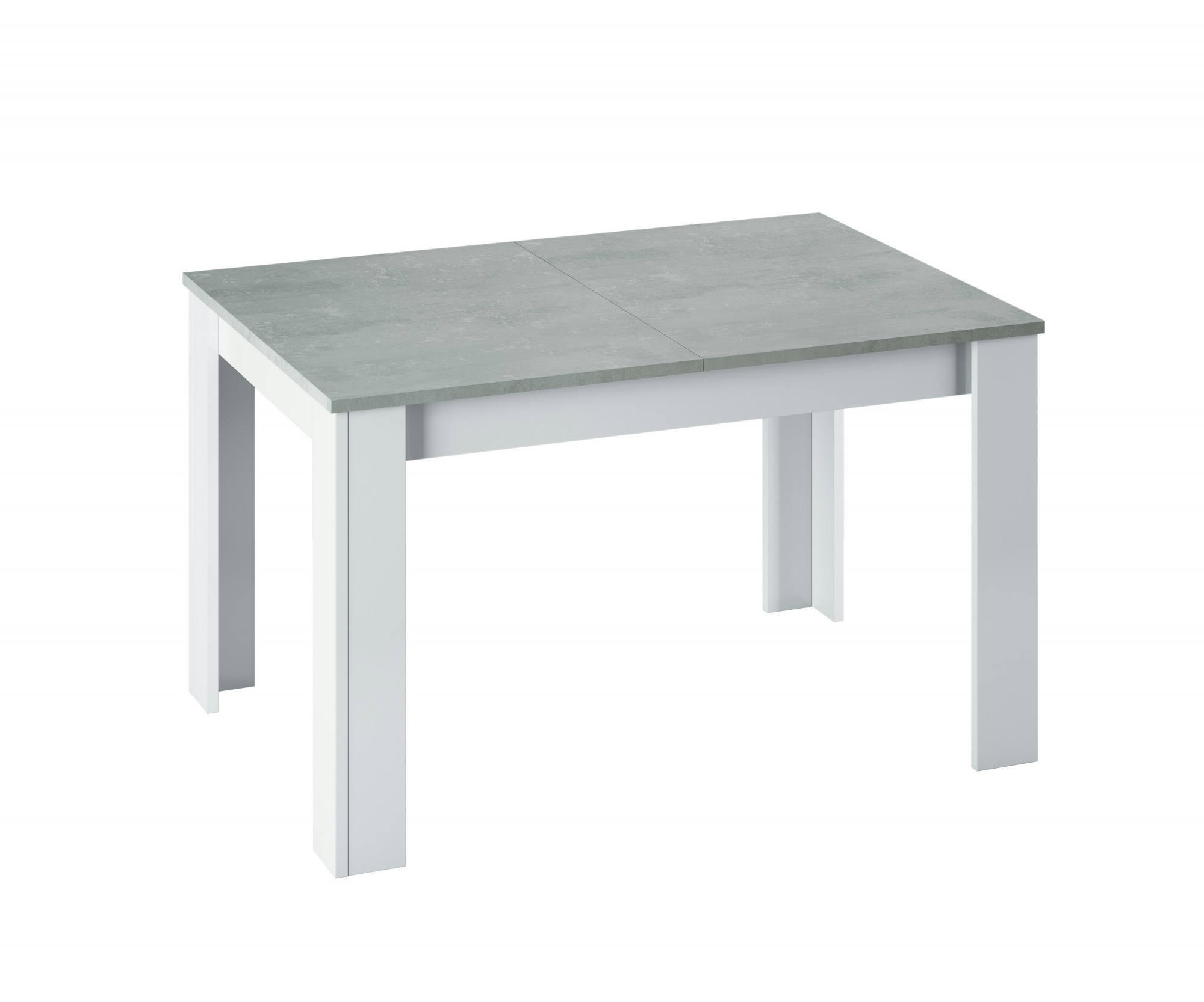 MIDLAND - Table extensible effet bois 140/190x90 cm béton et blanc