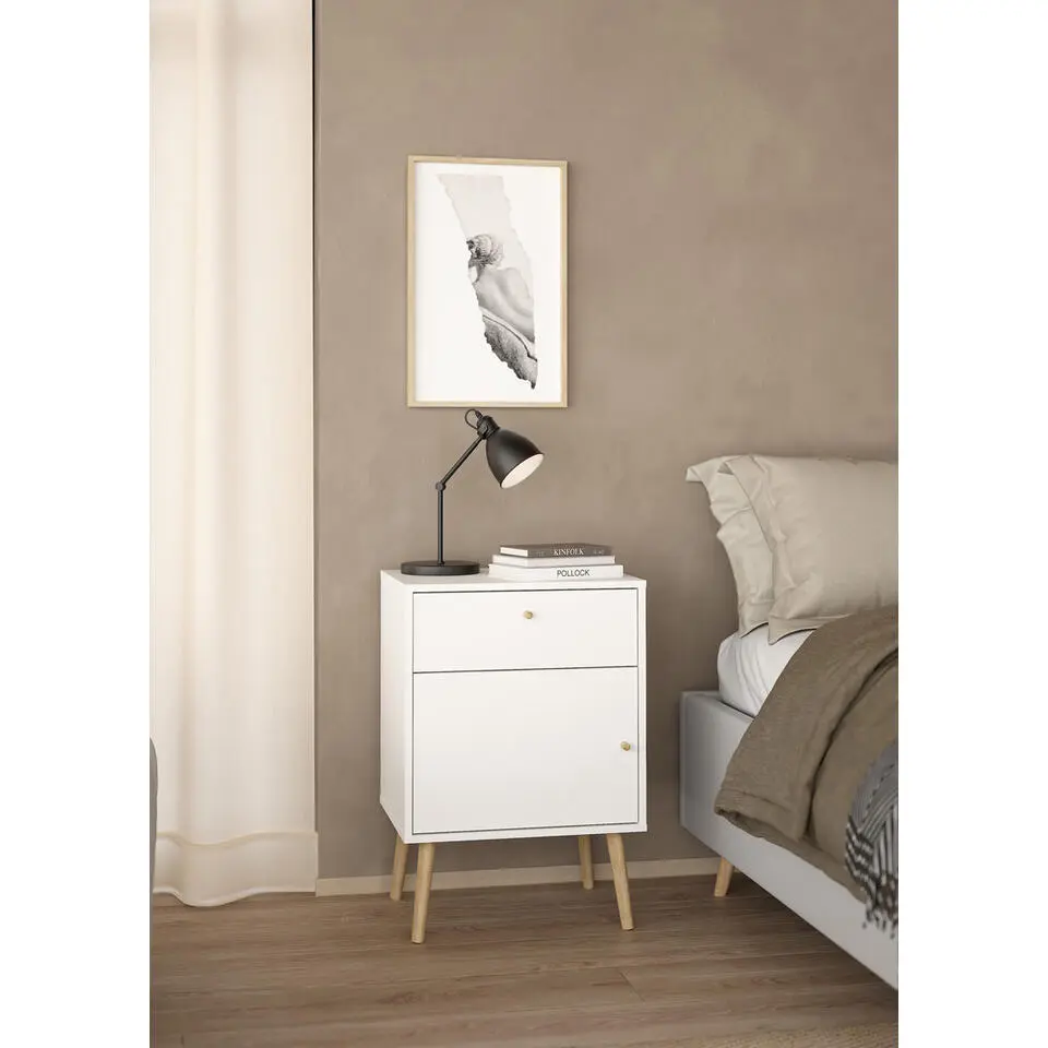 Nachtkastje Wit - 39x50x72cm - Bodo