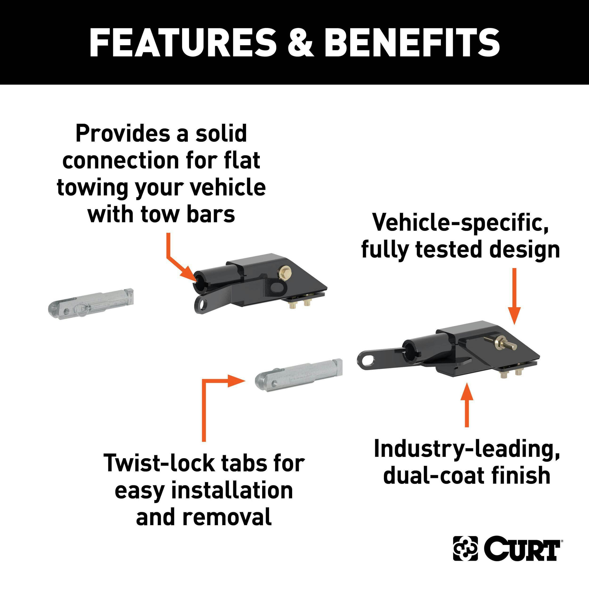 CURT 70131 Custom Tow Bar Base Plate Brackets for Dinghy Towing, Select Chevrolet , GMC